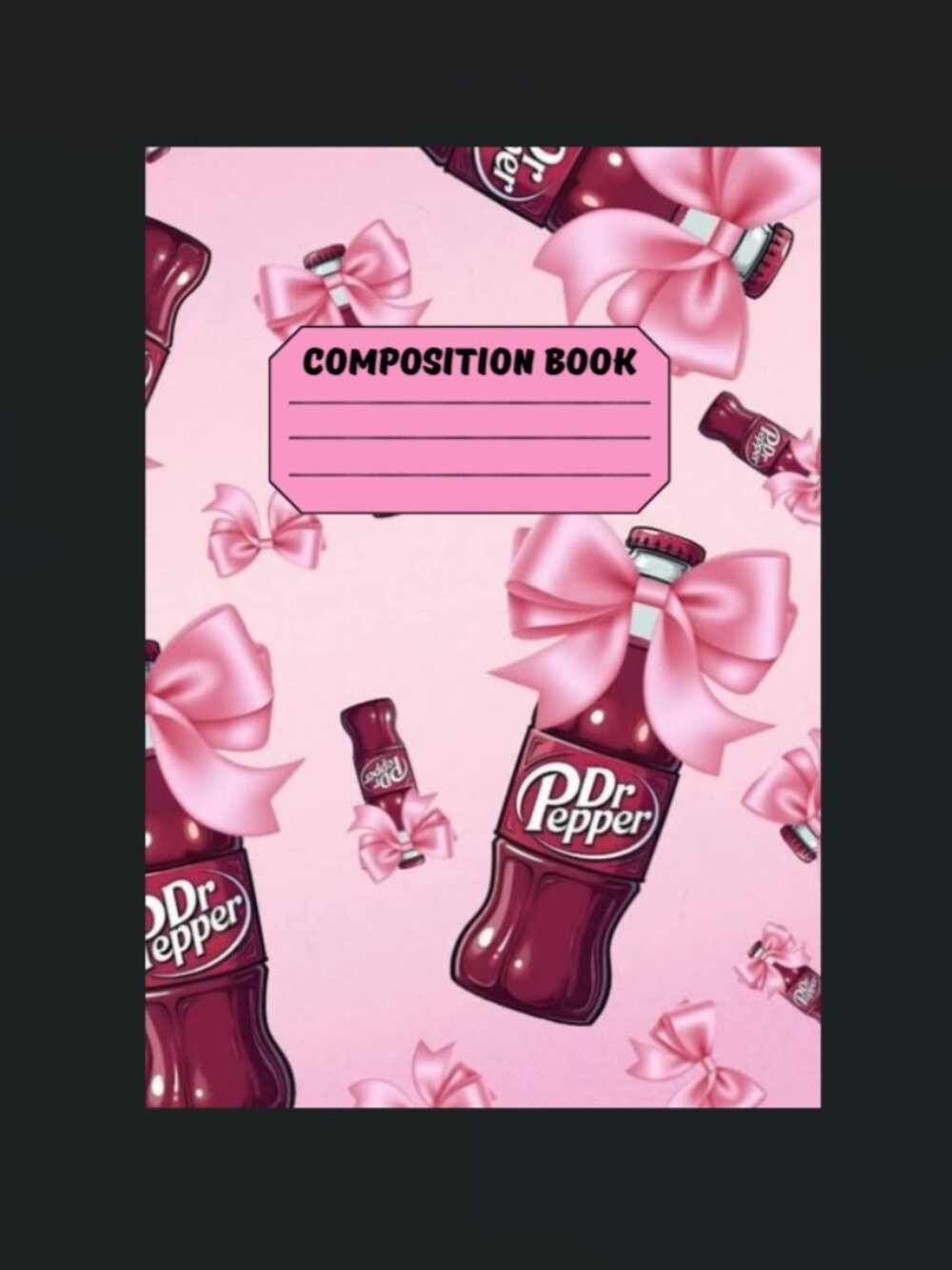 Custom Composition Book & Mini Notebook Set, Handmade, Dr. Pepper, pink, bows